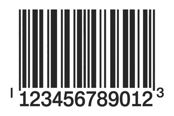 Barcode black vector graphic featuring a simple product identification code with numeric characters, perfect for retail price labeling, scanning systems, and digital sale concept designs.