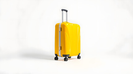 Yellow suitcase isolated on white, High quality.