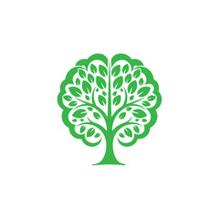 Fototapeta premium Vibrant green stylized tree logo design representing nature, growth, life, and organic concepts, isolated on white background