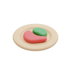 Food Plate with Meat and Vegetable 3D Icon Illustration
