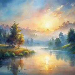 morning-glow ,watercolor background