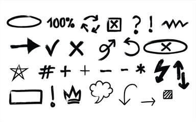 “Hand-Drawn Brush Doodle Elements – Mixed Minimal Icon Collection”
