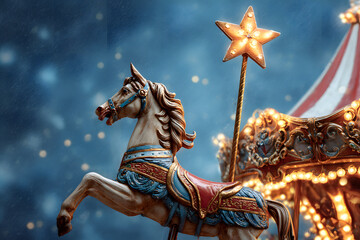 a carousel horse with a star on top