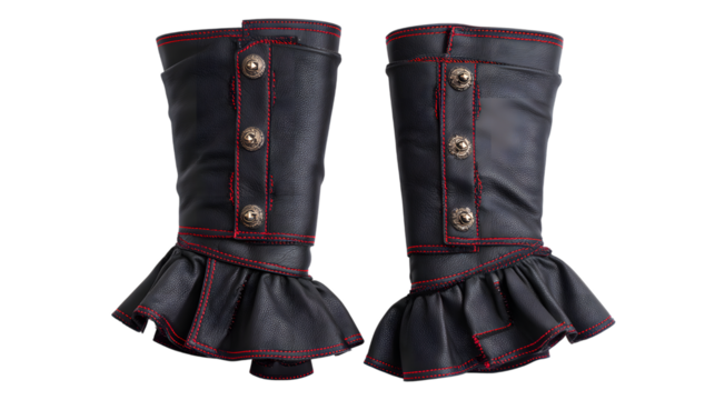 Steampunk fashion leg warmers with button accents isolated on white background