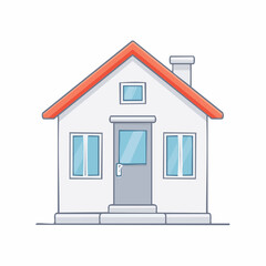 Charming Home Icon A Simple Illustration of a Quaint House with Red Roof and Neat Details for Your Design Projects