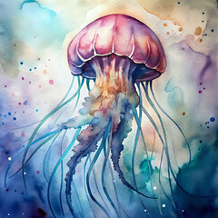 jellyfish ,watercolor background