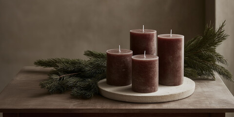 Christmas scene with candles in Scandinavian style
