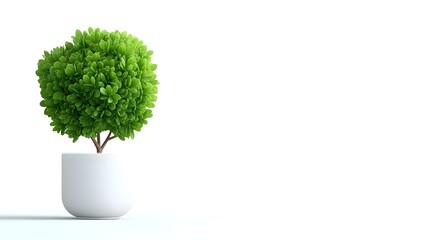 Obraz premium Lush Green Plant in Minimalist White Pot on Bright Background