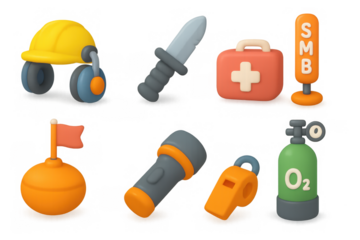 Colorful collection of essential tools and equipment icons