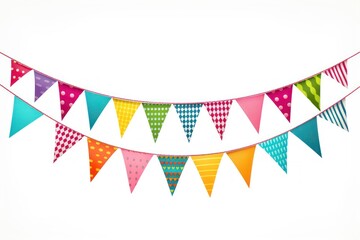 Fototapeta premium Colorful New Year bunting white background clothesline celebration.