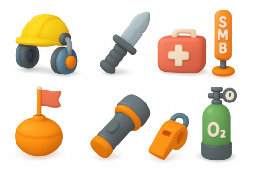 Colorful collection of essential tools and equipment icons