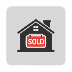 House with a 'Sold' Sign Real Estate Success Icon