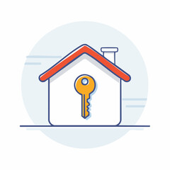 House with Key Vector Symbol of Homeownership and Real Estate