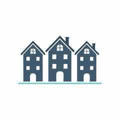 Illustration of Three Houses for Real Estate and Community Concepts