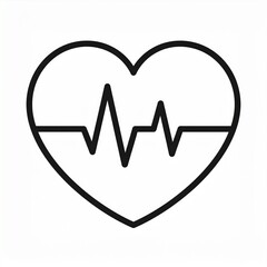 Minimal Heart with Pulse Icon Outline