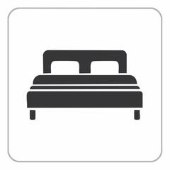 Cozy Bed Icon Simple Graphic of a Comfortable Double Bed with Pillows for Interior Design and Relaxation Concepts