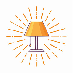 Stylized Table Lamp with Radiating Light Lines - Modern Interior Illumination Icon