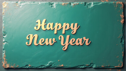 Happy New year inscription on green textured stone surface