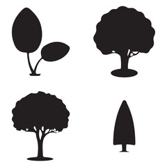 Collection of Tree Silhouettes Nature, Forest, Botanical Shapes, Evergreen and Deciduous Icons