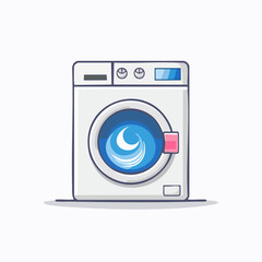 Washing Machine Cartoon Illustration - Laundry Appliance for Clean Clothes