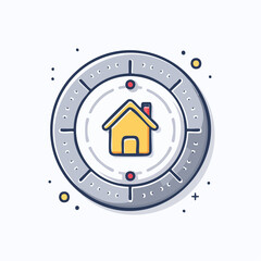 Charming Home Icon within a Modern Circular Design for Real Estate and Navigation Apps