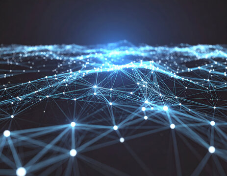 Global network with glowing blue connection lines and data points spanning across the Earth, symbolizing high-speed global connectivity, communication, and the digital transformation of the world.