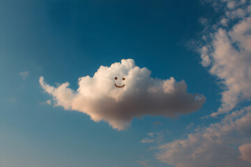 a smiley face is drawn on a cloud