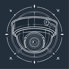 Surveillance Camera Blueprint Detailed Technical Drawing of Security Technology