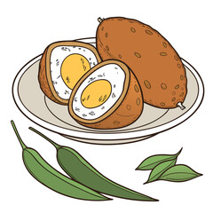 Delicious Fried Rice Bowl with Egg and Bacon Illustration.