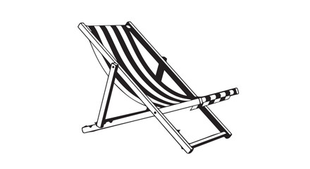 Classic striped deck chair ready for lounging and relaxation on the beach.