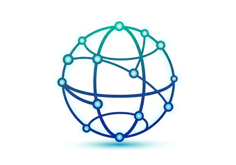Global network technology connection with a world globe