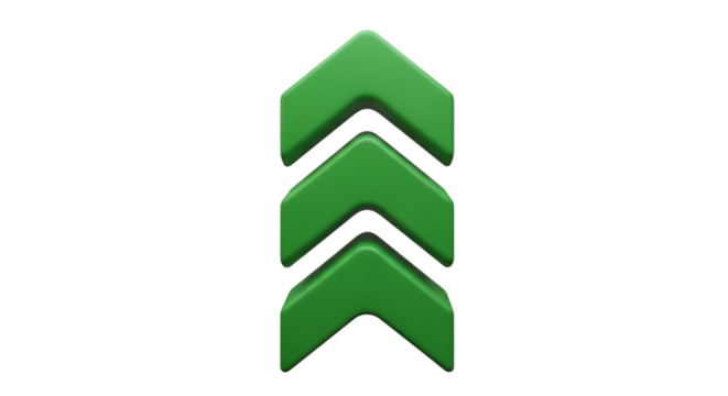 Three Green Arrows Pointing Upward Stacked graphic