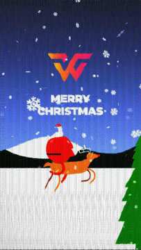 Vertical Cozy Christmas Knit Logo Reveal &ndash; Santa and Reindeer Festive Greeting Animation