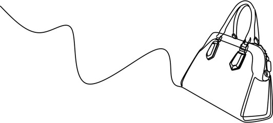 Continuous line drawing. Stylish leather handbag. Vector illustration.