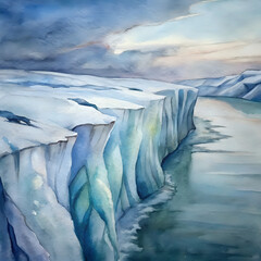 glacier-edge ,watercolor background