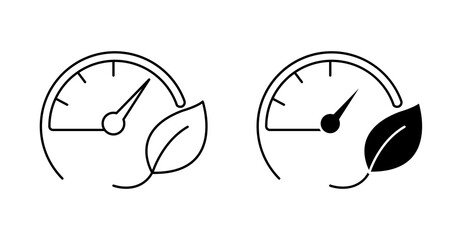 Eco Speedometer Icon, Green Speed Gauge Vector for Fuel Efficiency