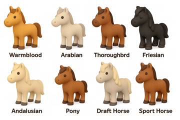 Cute 3d cartoon horses collection featuring various breeds and colors
