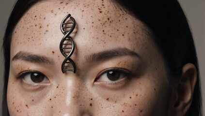 A detailed depiction of a DNA-inspired facial structure