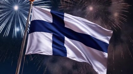 Finland celebrates independence day with stunning fireworks display and waving flag a vibrant patriotic celebration full of national pride and joy