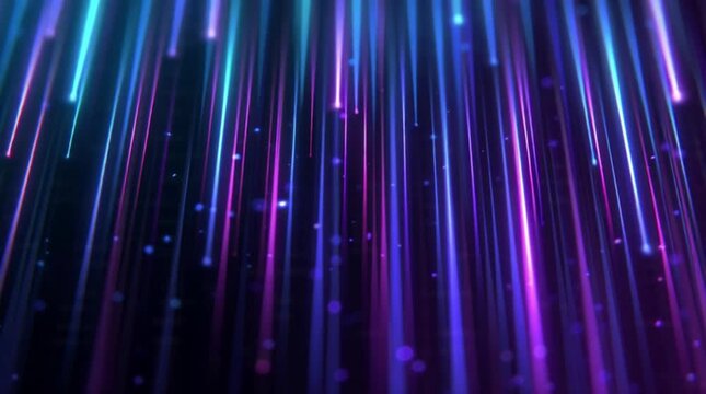 Abstract blue glowing vector wallpaper with light lines, disco night space pattern, bright colorful rainbow magic glow, stars, purple and pink motion design