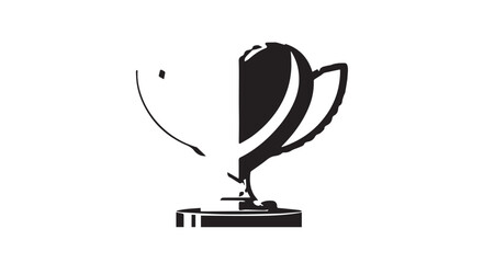 Elegant trophy illustration featuring a split black and white cup on a pedestal symbolizing achievement and victory.