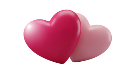 Two overlapping pink and magenta hearts on black background