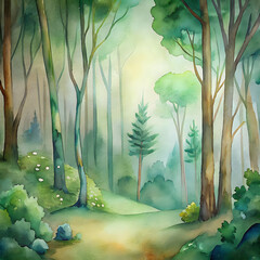 forest ,watercolor background