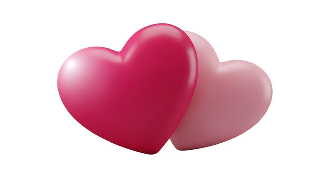 Two overlapping pink and magenta hearts on black background