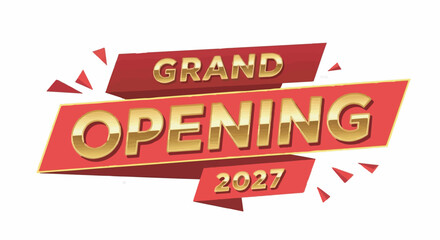 Luxurious 3D Grand Opening banner text isolated on white background for retail promotions