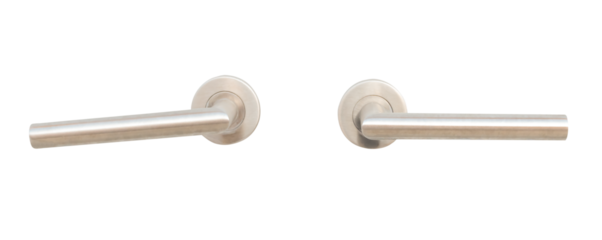 Two silver door grips or handles isolated with clipping path in png file format