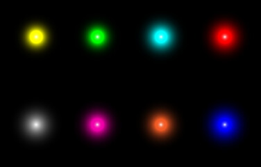 Bright glowing colorful Christmas lights sparkle and shine as abstract circles of light in the black night space