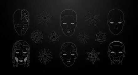 Abstract Faces in Dark Space - A Minimalist Exploration of Identity.