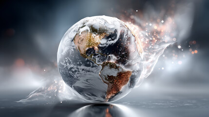 Erde in dynamischer Energie- und Lichtbewegung als globales Konzeptmotiv