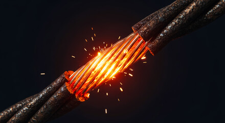Dramatic close-up of electrical arc, highlighting the power and danger of high voltage.